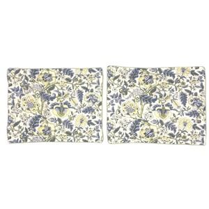 Waverly Imperial Dress Jacobean Floral Set 2 Standard Pillow Sham Blue & Yellow